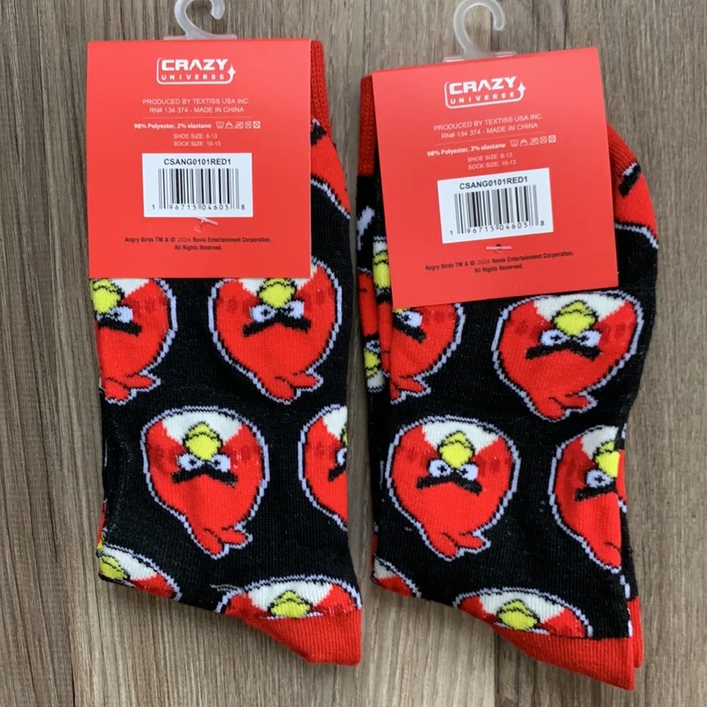Crazy Universe Angry Birds Crew Socks Shoe size 6-13 Novelty Fun Sock New 2 Pair